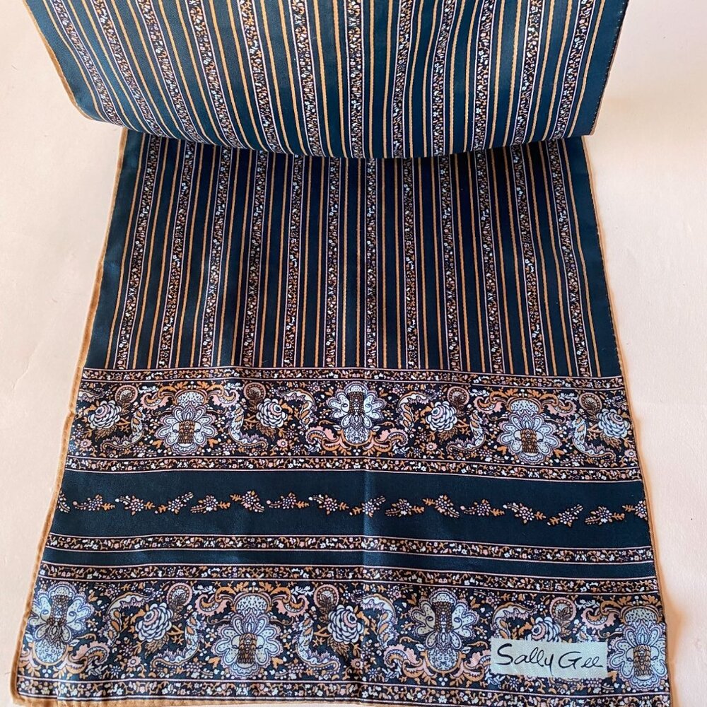 Vintage Sally Gee Silk Scarf With Hand Rolled Edges - Made In Japan